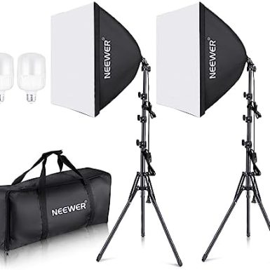 NEEWER 700W Equivalent Softbox Lighting Kit, 2Pack UL Certified 5700K LED Lighting Bulbs, 24x24 inches Softboxes with E26 Socket, Photography Continuous Lighting Kit Photo Studio Equipment